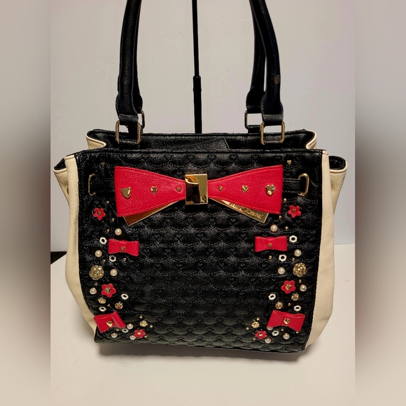 Betsey Johnson Handbags - Betsey Johnson Black and Red Bow Embellished Bag
